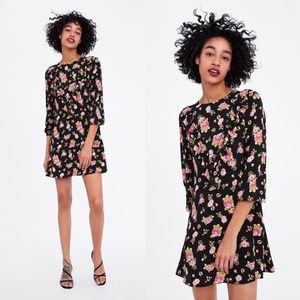 ZARA RUFFLED FLORAL PRINT Mini DRESS Sz S